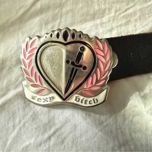 Silver and Pink Heart Belt Buckle